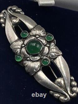 Georg Jensen Early Outstanding Art Nouveau Sterling Silver Flower Brooch Signed