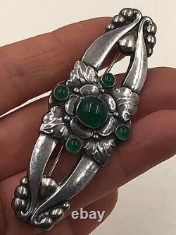 Georg Jensen Early Outstanding Art Nouveau Sterling Silver Flower Brooch Signed