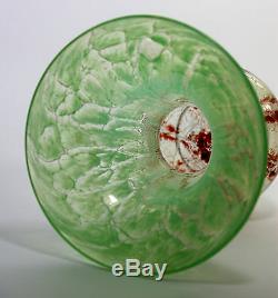 German Glass Vase WMF Ikora Vintage 1930's Art Nouveau Hand Blown Vase Green Red