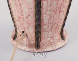 German ceramicist. Art Nouveau table lamp in in light and brown-green tones
