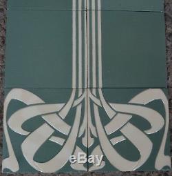 Germany Villeroy & Boch Antique Art Nouveau Majolica 10 Tile Set C1900