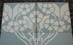 Germany Villeroy & Boch Antique Art Nouveau Majolica 8 Tile Set C1900