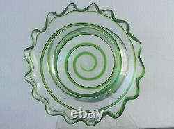 Glass Vase Stuart and Sons Stourbridge Green Trailed circa 1890