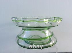 Glass Vase Stuart and Sons Stourbridge Green Trailed circa 1890