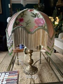 Glinda 14 Handmade Beaded Silk Art Nouveau Lampshade Satin, Lace. Chiffon