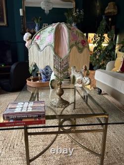 Glinda 14 Handmade Beaded Silk Art Nouveau Lampshade Satin, Lace. Chiffon