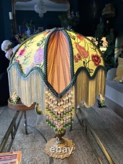 Glinda 14 Handmade Beaded Silk Art Nouveau Lampshade Satin, Lace. Chiffon