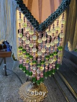 Glinda 14 Handmade Beaded Silk Art Nouveau Lampshade Satin, Lace. Chiffon