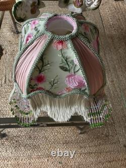 Glinda 14 Handmade Beaded Silk Art Nouveau Lampshade Satin, Lace. Chiffon