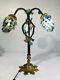 Gorgeous Art Nouveau Lamp 3 Czech Glass Grape Cluster Shades Antique Works