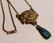 Gorgeous Art Nouveau Czech Glass Necklace Filigree Mucha Ladies Face, Long Chain