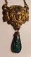 Gorgeous Art Nouveau Czech Glass Necklace Filigree Mucha Ladies Face, Long Chain
