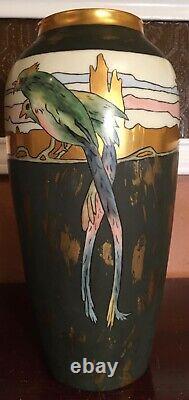 Gorgeous & Large 12 1/2 by 6 Limoges Vase Birds & Gold Marked B & Co France