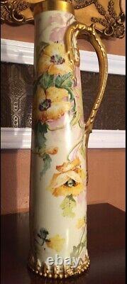 Gorgeous & Large 12 1/2 by 6 Limoges Vase Birds & Gold Marked B & Co France