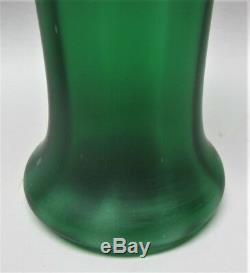 Gorgeous Pair of KRALIK ART NOUVEAU Emerald Green Glass Vases c. 1910 antique