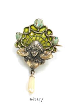 Great Art Nouveau Brooch Meyle & Mayer 1900/10 Fensteremaille Silver