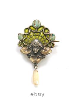 Great Art Nouveau Brooch Meyle & Mayer 1900/10 Fensteremaille Silver