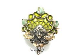 Great Art Nouveau Brooch Meyle & Mayer 1900/10 Fensteremaille Silver