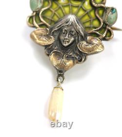 Great Art Nouveau Brooch Meyle & Mayer 1900/10 Fensteremaille Silver