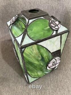 Green And Pink Art Nouveau Tiffany Style Square Lantern Lamp Light Shade Fitting