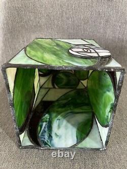 Green And Pink Art Nouveau Tiffany Style Square Lantern Lamp Light Shade Fitting