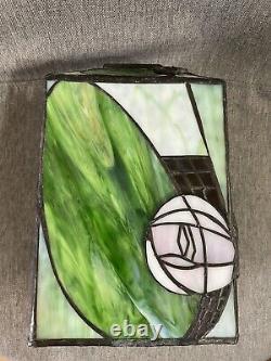Green And Pink Art Nouveau Tiffany Style Square Lantern Lamp Light Shade Fitting