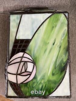 Green And Pink Art Nouveau Tiffany Style Square Lantern Lamp Light Shade Fitting
