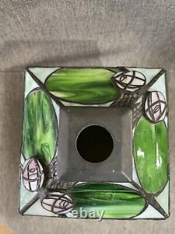 Green And Pink Art Nouveau Tiffany Style Square Lantern Lamp Light Shade Fitting