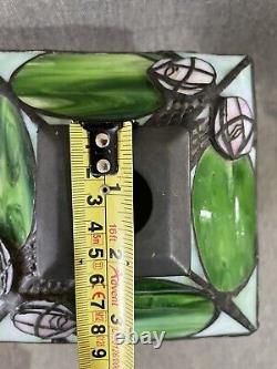 Green And Pink Art Nouveau Tiffany Style Square Lantern Lamp Light Shade Fitting