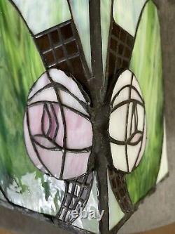 Green And Pink Art Nouveau Tiffany Style Square Lantern Lamp Light Shade Fitting
