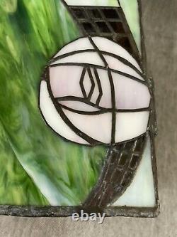 Green And Pink Art Nouveau Tiffany Style Square Lantern Lamp Light Shade Fitting