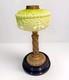 Green Antique Opaline Art Nouveau Oil Lamp Brass & Stoneware Base 37cm Tall