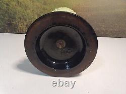 Green Antique Opaline Art Nouveau Oil Lamp Font with Brass & Stoneware Base