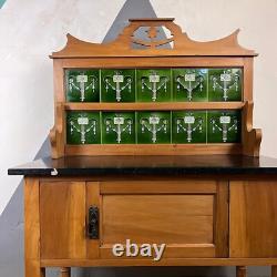 Green Art Nouveau Vanity Washstand Sideboard