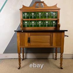 Green Art Nouveau Vanity Washstand Sideboard