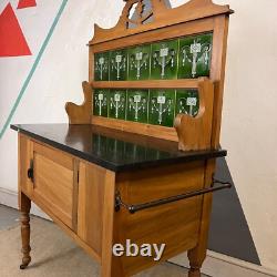 Green Art Nouveau Vanity Washstand Sideboard