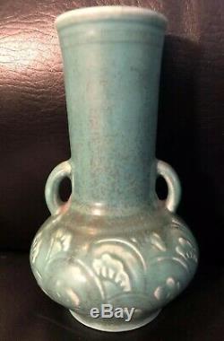 Green/Blue Rookwood 2 Handled Decorated Vase XXX 1930 # 6102 EXC 6