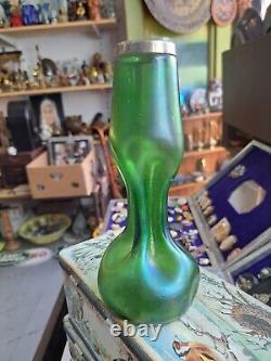 Green Bohemian Loetz-like Green Glass Vase