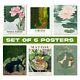 Green Classical Art Nouveau, Woodblock, And Matisse Paintings Set Of 6 Posters