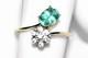 Green Kyanite Ring 9ct Gold Ring Art Nouveau Daisy Flower L/6 Mint Kyanite