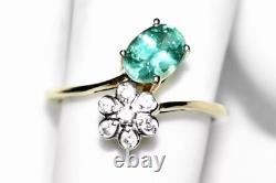 Green Kyanite Ring 9ct Gold Ring Art Nouveau Daisy Flower L/6 Mint Kyanite