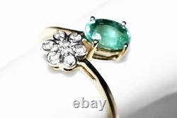Green Kyanite Ring 9ct Gold Ring Art Nouveau Daisy Flower L/6 Mint Kyanite
