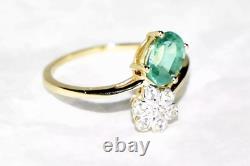 Green Kyanite Ring 9ct Gold Ring Art Nouveau Daisy Flower L/6 Mint Kyanite