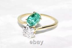 Green Kyanite Ring 9ct Gold Ring Art Nouveau Daisy Flower L/6 Mint Kyanite