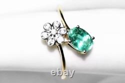Green Kyanite Ring 9ct Gold Ring Art Nouveau Daisy Flower L/6 Mint Kyanite