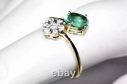 Green Kyanite Ring 9ct Gold Ring Art Nouveau Daisy Flower L/6 Mint Kyanite