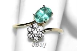 Green Kyanite Ring 9ct Gold Ring Art Nouveau Daisy Flower L/6 Mint Kyanite SALE