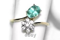 Green Kyanite Ring 9ct Gold Ring Art Nouveau Daisy Flower L/6 Mint Kyanite SALE