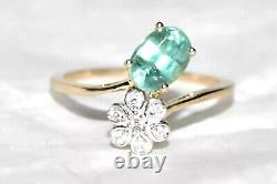 Green Kyanite Ring 9ct Gold Ring Art Nouveau Daisy Flower L/6 Mint Kyanite SALE