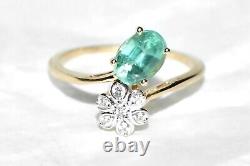 Green Kyanite Ring 9ct Gold Ring Art Nouveau Daisy Flower L/6 Mint Kyanite SALE